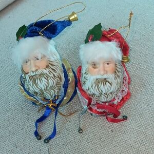 Old World Ceramic Face Santa Ornaments